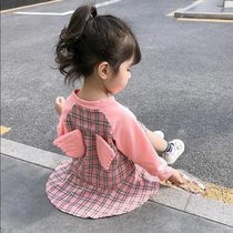  Baby girl dress Autumn girls wing dress autumn childrens Korean long-sleeved top Western skirt tide
