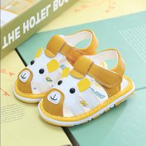  Summer baby toddler shoes mens and womens childrens screaming shoes beef tendon bottom sandals Baotou baby shoes soft sole non-slip childrens shoes