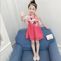Girls Hanfu Summer dress Tang Dress Female baby retro skirt Summer dress Chinese style childrens clothing Childrens costume dress