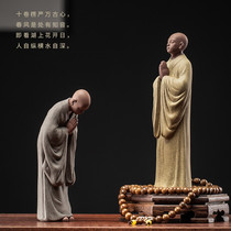 Small monk Zen tea ceremony tea room desktop decoration exquisite handmade purple sand little monk tea pet ornaments can raise characters