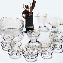 High-end Glass Tea Set Kit full set of Gongfu Tea Cup Tea Cup Tea Pot Transparent Tea Maker Home Minimalist Modern Day Style
