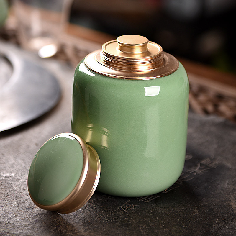 Dragon Quanqing Porcelain Seal Tea Leaf Jars Large Tea Pot Storage Tank Pu'er Green Tea Porcelain Jars Packaging Tea Bin Ceramic Home