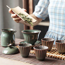 Gokiln Ice Cracked Iron Tire Dragon Springs Green Porcelain Kung Fu Tea Set Whole Handmade Cover Bowl Tea Cup Home ceramic upscale suit