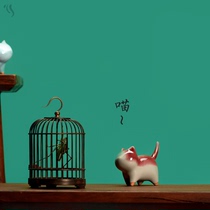 Porcelain cat tea darling can raise cute cute cute cute ceramic small cat Jun porcelain pendulum piece Yuzhou Shenzhou Juns New Years Eve companion gift gift