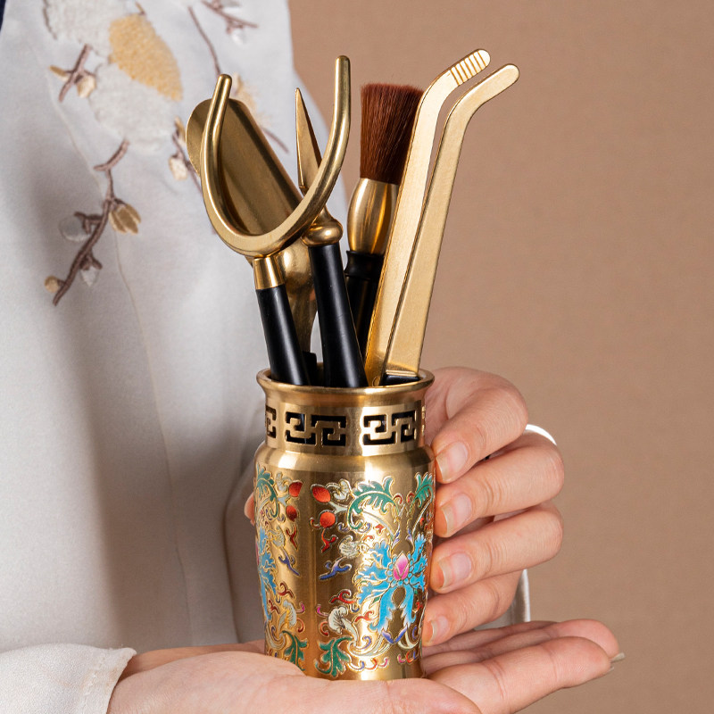 Six Gentleman Suit Pure Copper Tea Dauf Tea Accessories 6 Gentleman Tea Knife Tea Spoon Tea Cup Clips Tea Tea Tool