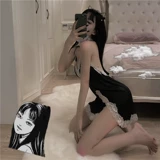 Сексуальная летняя мини-юбка, тонкая юбка, кружевная лента, топ с чашечками, черная пижама, платье, популярно в интернете, с открытой спиной