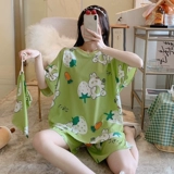 Пижама, летний тонкий шелковый комплект, свободный крой, большой размер