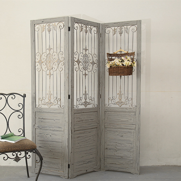 ZAKKA cổ điển cũ gỗ rắn màn hình sắt rèn Mỹ nước Pháp LOFT cửa hàng biệt thự trang trí màu trắng xám xanh - Màn hình / Cửa sổ bình phong đẹp