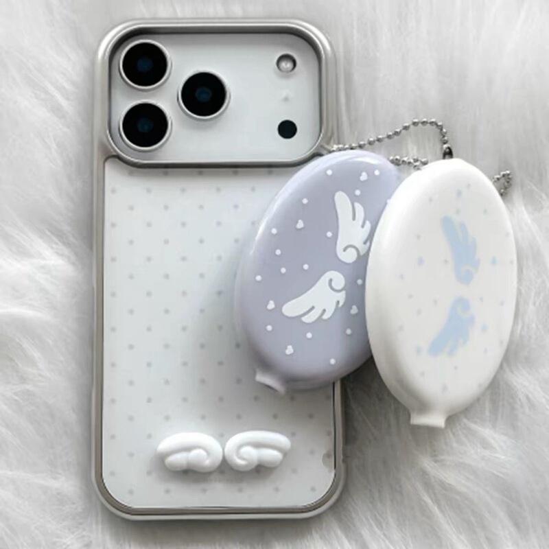 Ins-Style Angel Wings Coin Purse, High Aesthetic Value Y2K Wired Earphone Storage Bag, Coin Bag, Pendant Decoration