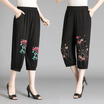 Modal elastic waist ກາງເກງ cropped summer ບາງ