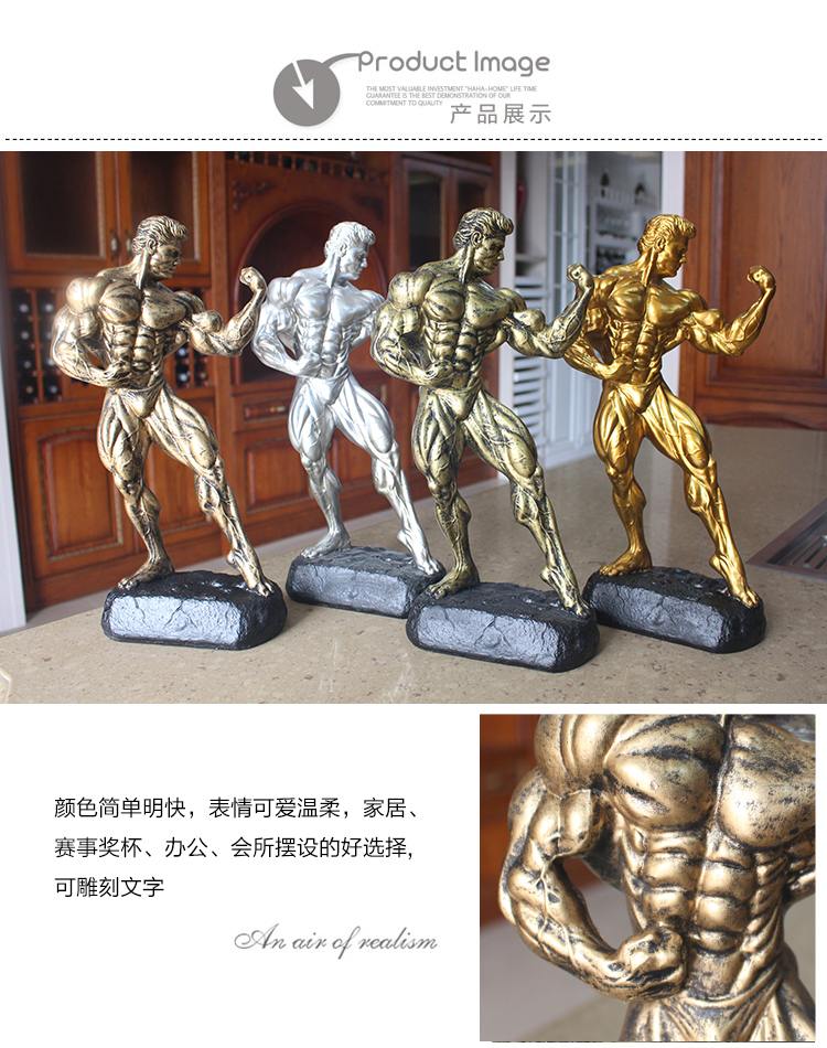 Thể hình Cơ bắp Người đàn ông Trang trí Cuộc thi Thể hình Trophy Boxer Nhân vật Tượng Điêu khắc Trang trí Phòng tập thể dục đồ trang trí dcor giá rẻ