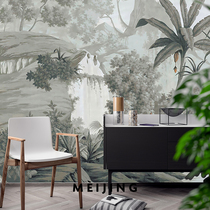 Beauty retro European wallpaper pastoral style mural hand-painted oil painting TV background wall Porch restaurant wallpaper Wall cloth