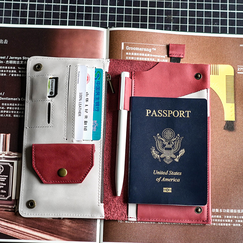 New! Oil Waxed Leather Passport Wallet, Multi-Card Slot Design, Convenient Storage, a Great Travel Companion