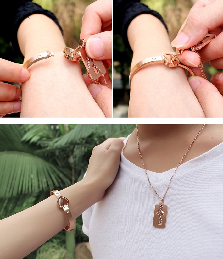 S925 sterling bạc đôi vòng đeo tay một cặp khóa sáng tạo đồng tâm khóa vòng cổ nam và nữ vòng tay quà tặng sinh viên có thể được chữ - Vòng đeo tay Cuff vòng phong thuỷ