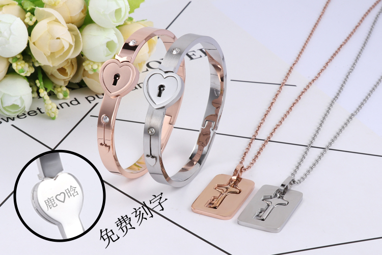 S925 sterling bạc đôi vòng đeo tay một cặp khóa sáng tạo đồng tâm khóa vòng cổ nam và nữ vòng tay quà tặng sinh viên có thể được chữ - Vòng đeo tay Cuff vòng phong thuỷ