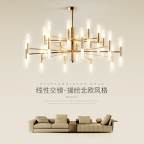 Living room lights and chandeliers Nordic restaurant bedroom led postmodern simple Net red gold light luxury high-end Hall lamps
