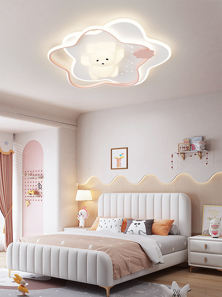 Bedroom Lamp Ins-Style Trendy Cream-Colored Cozy Atmosphere Ceiling Light Creative Rabbit Cartoon Eye-Protection Children's Room Lamp