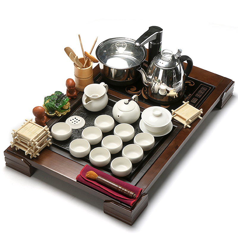 True kung fu sheng cup ceramic tea set sharply stone automatic four one tea tea taking of a complete set of solid wood