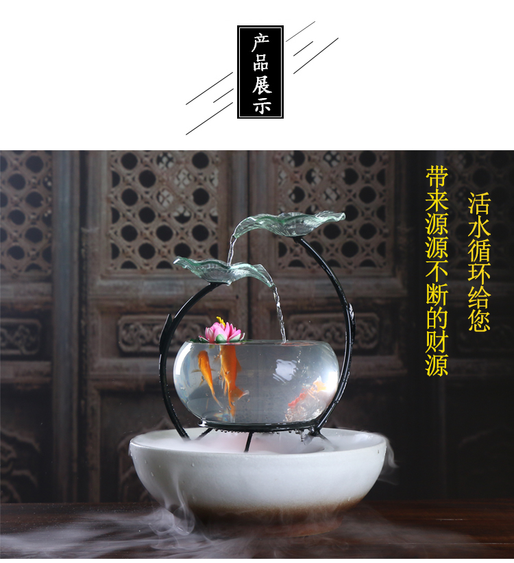 True sheng home sitting room aquarium water TV ark, furnishing articles ceramic fountain desktop humidifier creative practice