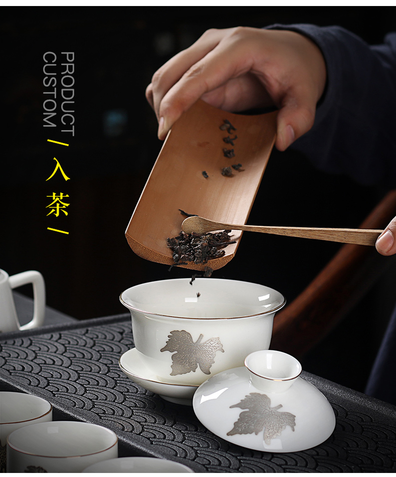 Really served pervious to light white porcelain tureen tea set a complete set of tea cups ceramic tea set kunfu tea gifts