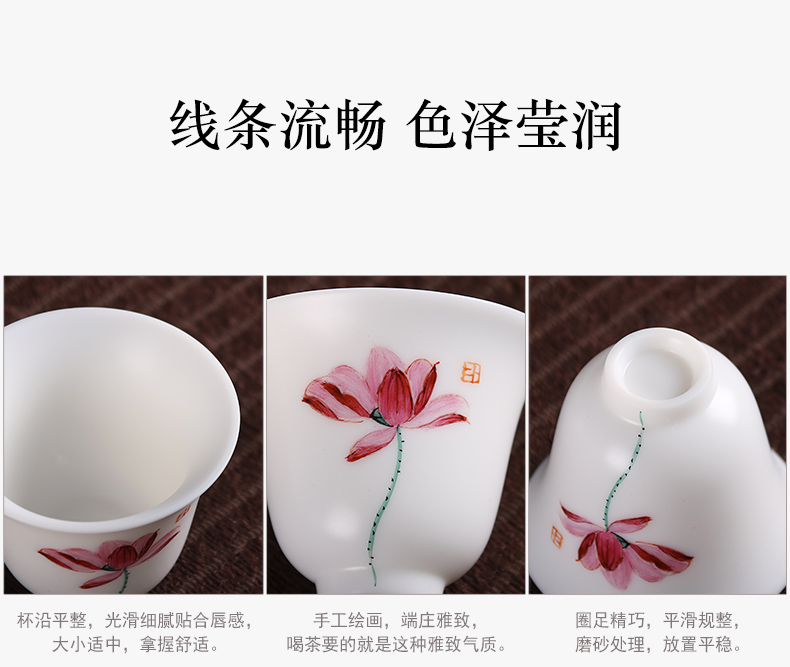 True cheng dehua white light suet jade hand gift kung fu tea white porcelain tea set a complete set of the teapot tea cup