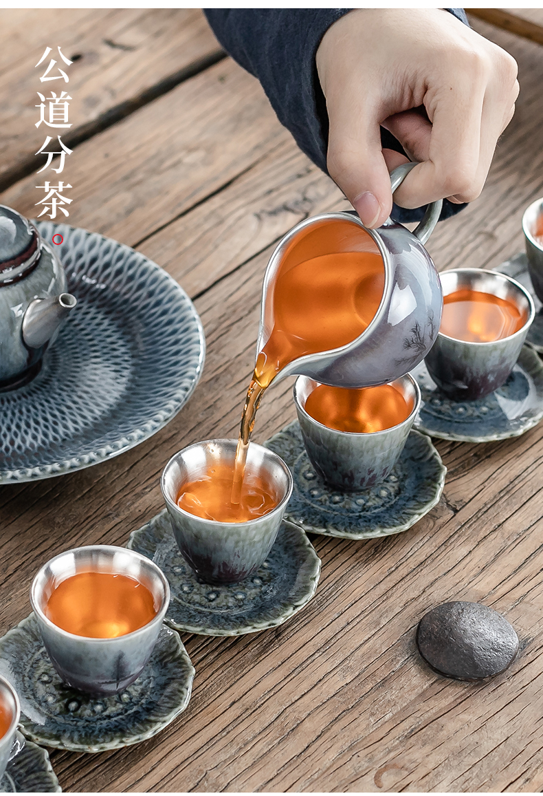 True sheng coppering. As silver tea set the whole up ceramic kung fu tea tea tea cup household gifts