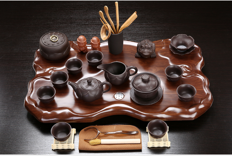 True sheng rosewood tea tray was set a complete set of kung fu tea set ceramic tea pot - calving cups domestic Chinese teapot