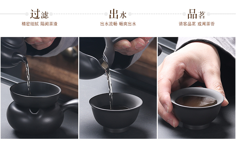 True kung fu sheng purple sand tea set household contracted office gift teapot tea cup tea, complete set