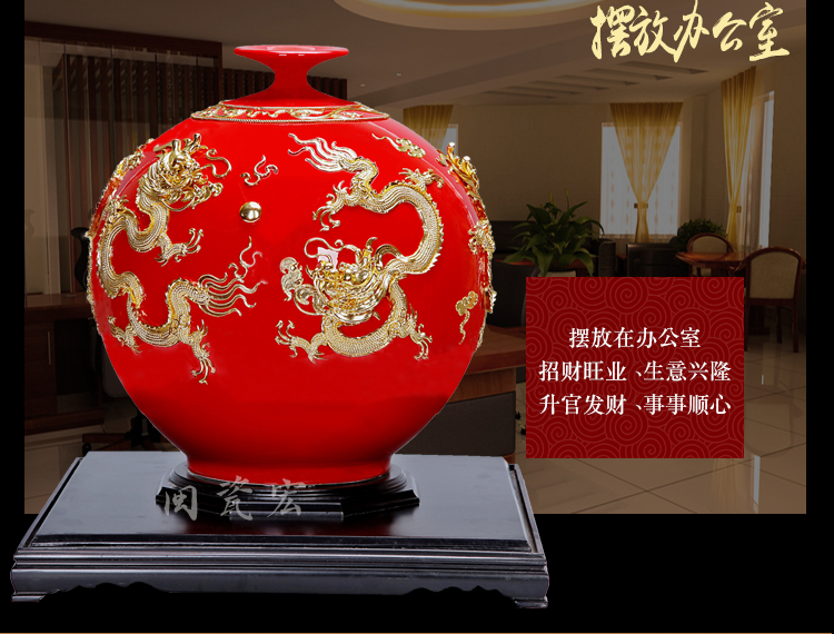 Really sheng xiamen the features checking crafts paint line carve ceramic longteng prosperous time five dragon housewarming gift villa living room