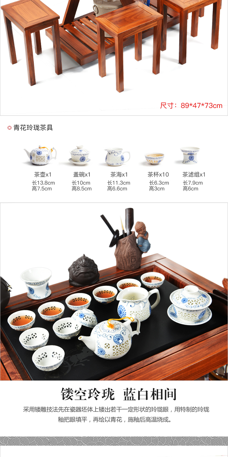 True to Chinese style tea tables and chairs the composite solid wood tea tea kungfu tea set tea tray table household