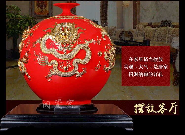 Really sheng xiamen the features checking crafts paint line carve ceramic longteng prosperous time five dragon housewarming gift villa living room