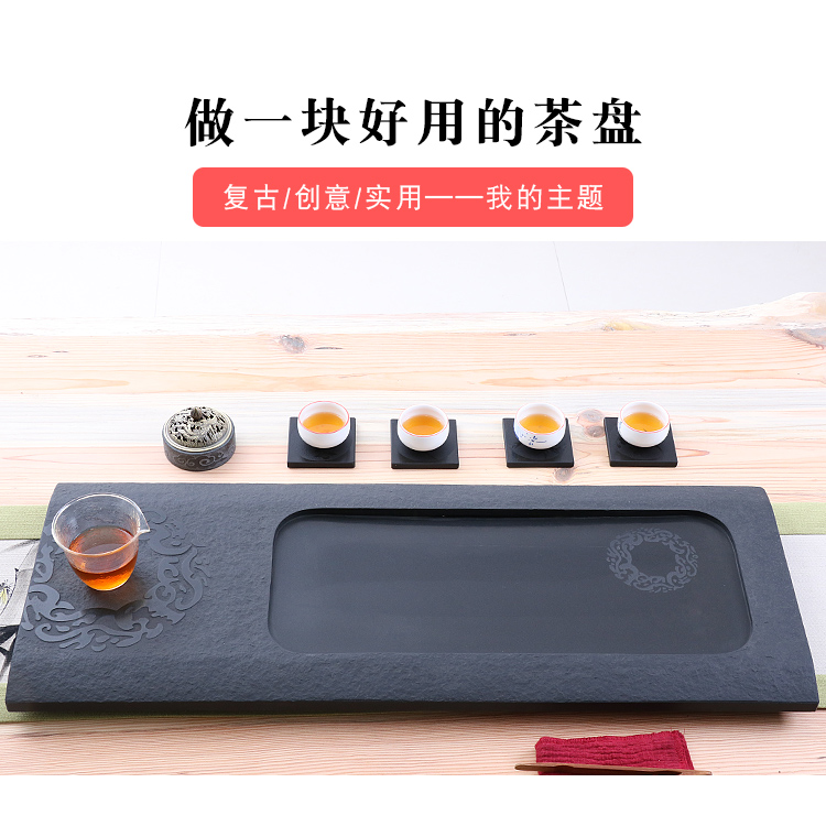 Really fill the whole piece of stone tea tray was sharply home creative emboss Taiwan rectangle drainage tea sea large stones