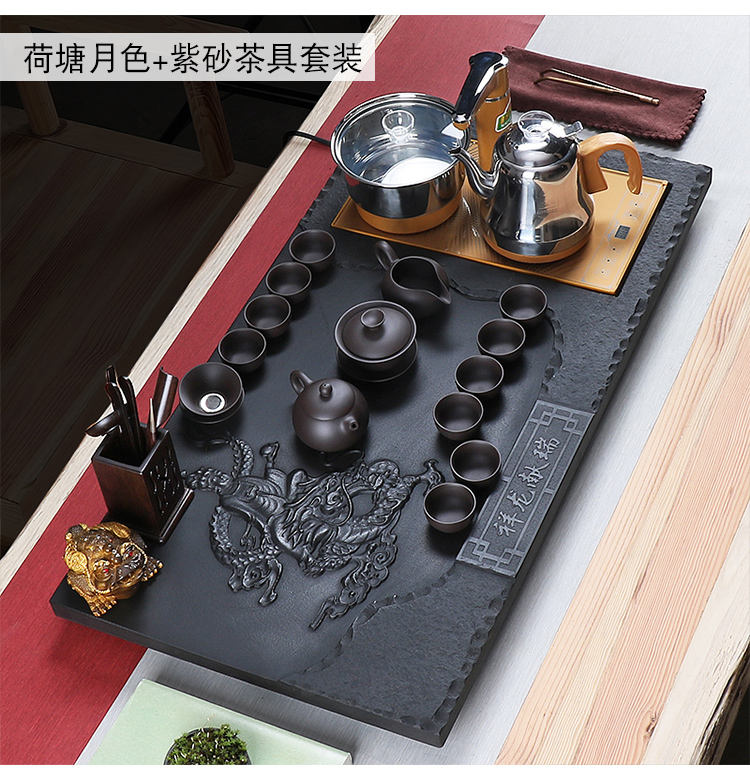 True sheng sharply stone tea tray of a complete set of tea set violet arenaceous kung fu tea tea tea taking. The Automatic drainage