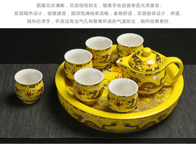 Really hold large heat insulation prevent hot double teapot teacup ceramic tea set a complete set of kung fu tea tray