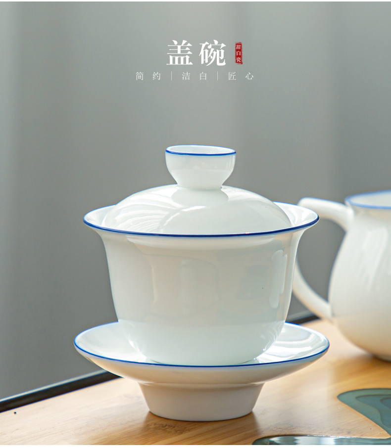 Really sheng kung fu tea set office home Japanese small tea tray was white porcelain teapot teacup ceramic thin tire mercifully