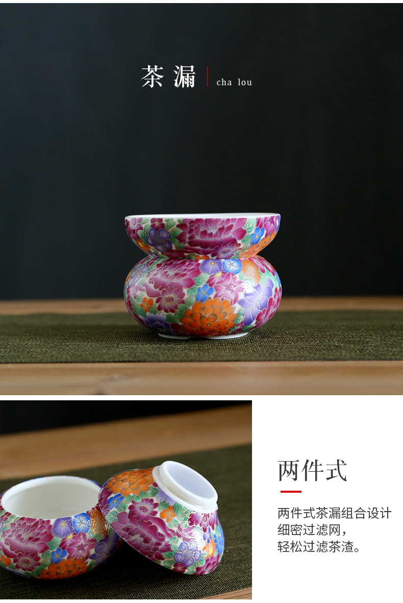 True sheng coppering. As silver tea set household kung fu tea ware colored enamel silver cup teapot ceramic gift boxes