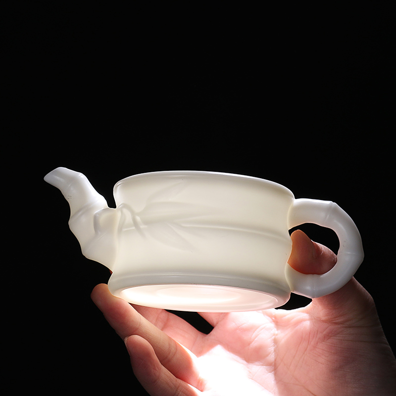 Really high sheng dehua white porcelain biscuit firing from lard white kung fu tea set contracted a whole set of gift set of tea cups