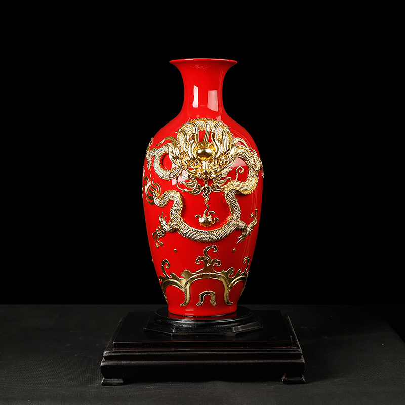 Really sheng paint line carve ceramic arts and crafts of Chinese vase furnishing articles with gold foil classical Chinese style household rich ancient frame, Joe