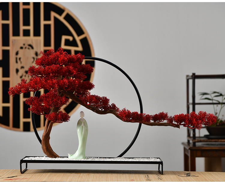 True sheng zen simulation guest - the greeting pine bonsai furnishing articles new Chinese ceramics, wrought iron home sitting room, office decoration