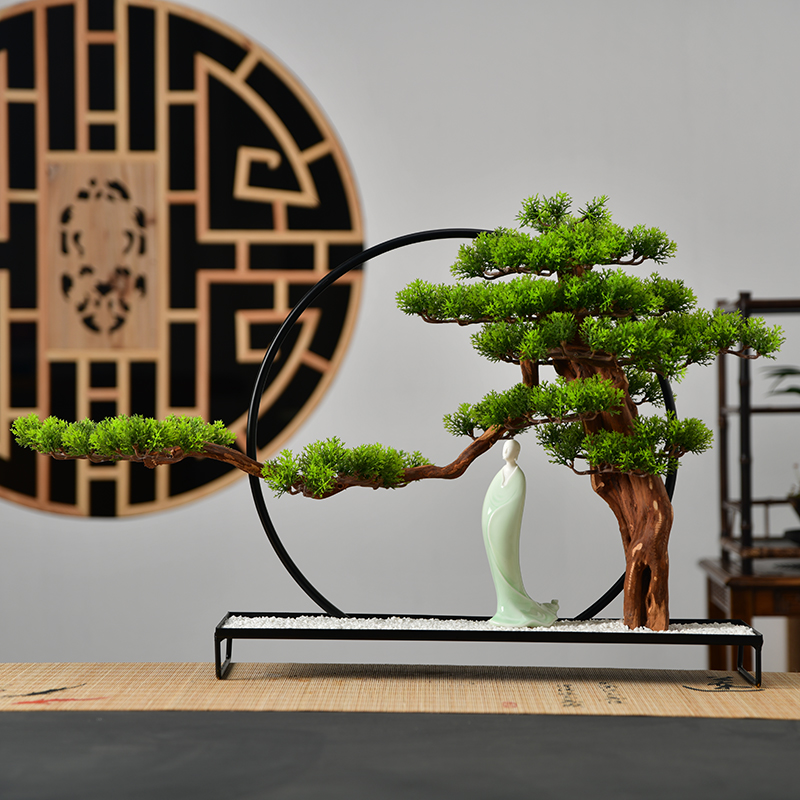 True sheng zen simulation guest - the greeting pine bonsai furnishing articles new Chinese ceramics, wrought iron home sitting room, office decoration