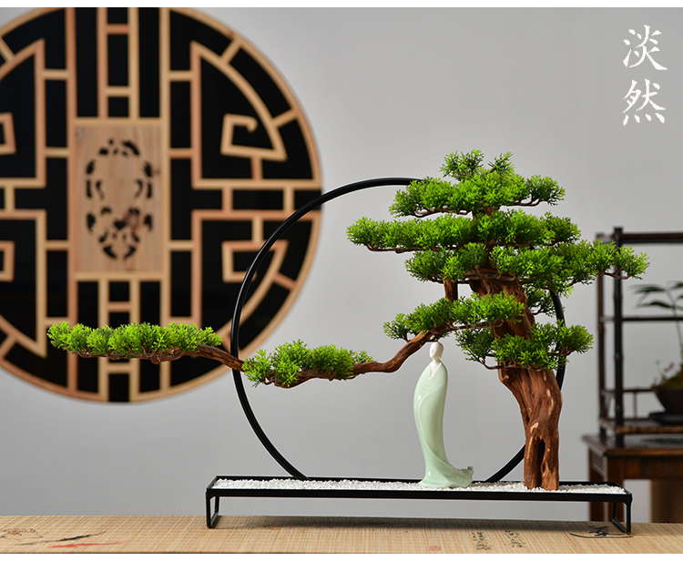 True sheng zen simulation guest - the greeting pine bonsai furnishing articles new Chinese ceramics, wrought iron home sitting room, office decoration