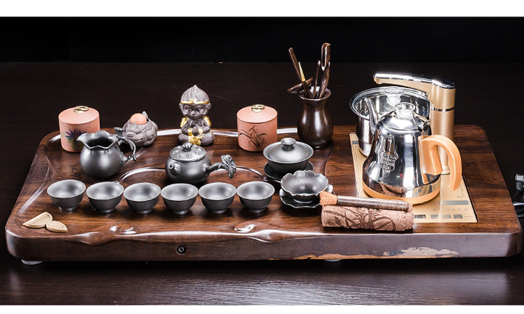 I hold the whole piece of ebony wood, purple sand tea tray was kung fu tea set four one household contracted large tea