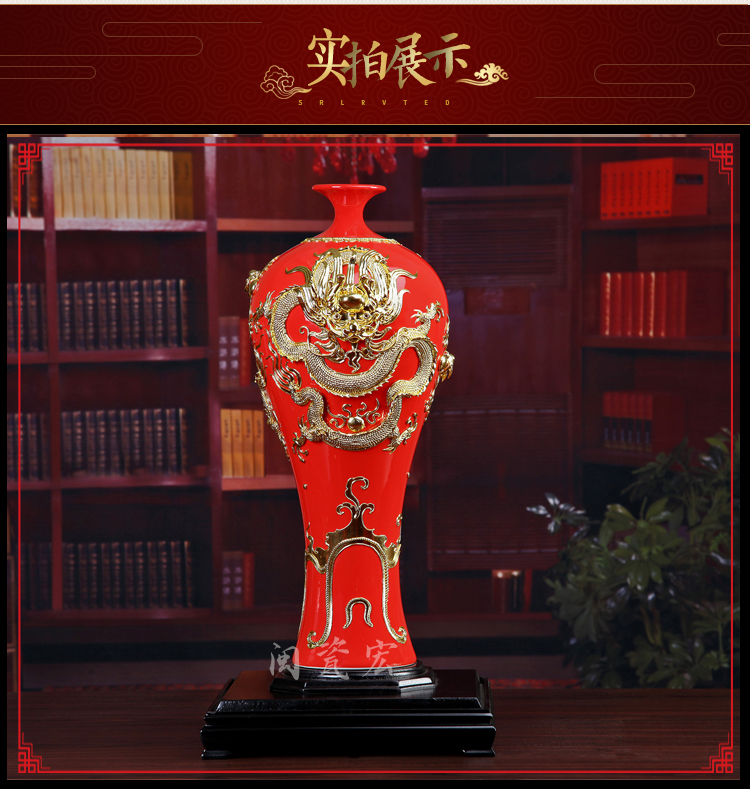 Really sheng Chinese style style paint line carve red ceramics festival longteng times big sitting room furniture business office