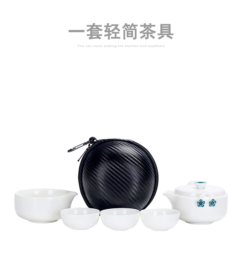 True sheng white porcelain crack a pot of three office travel packages kung fu tea set ceramic teapot tea cups