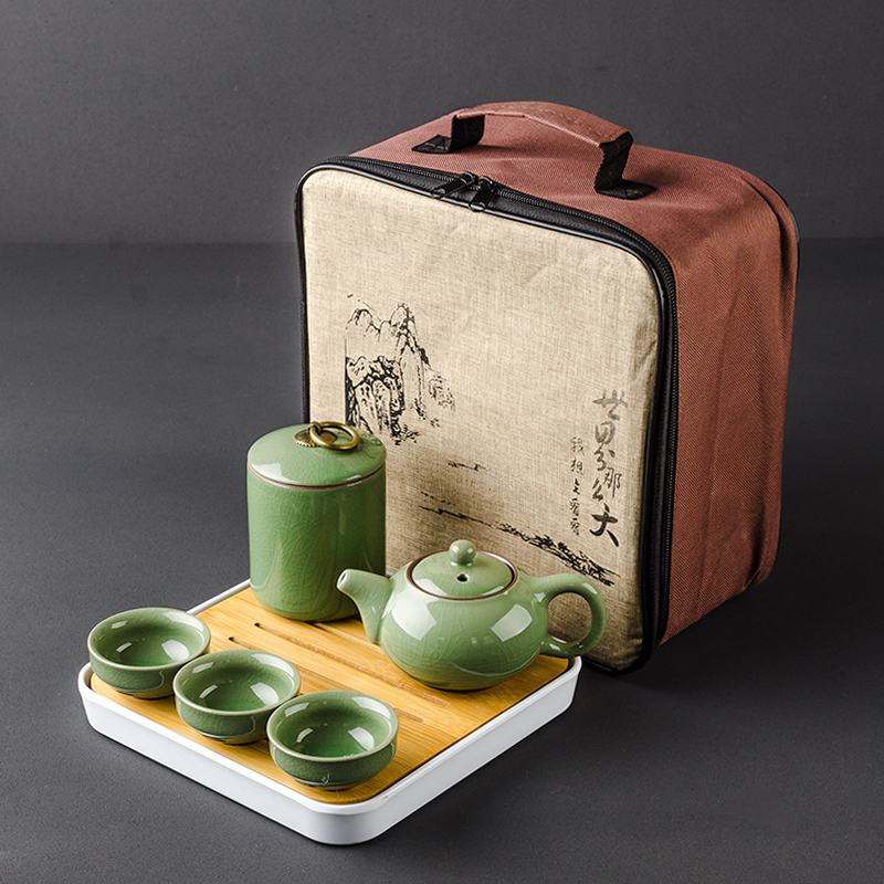 True sheng travel tea set suit portable package household contracted small Japanese ceramic cups elder brother kung fu tea set dry up