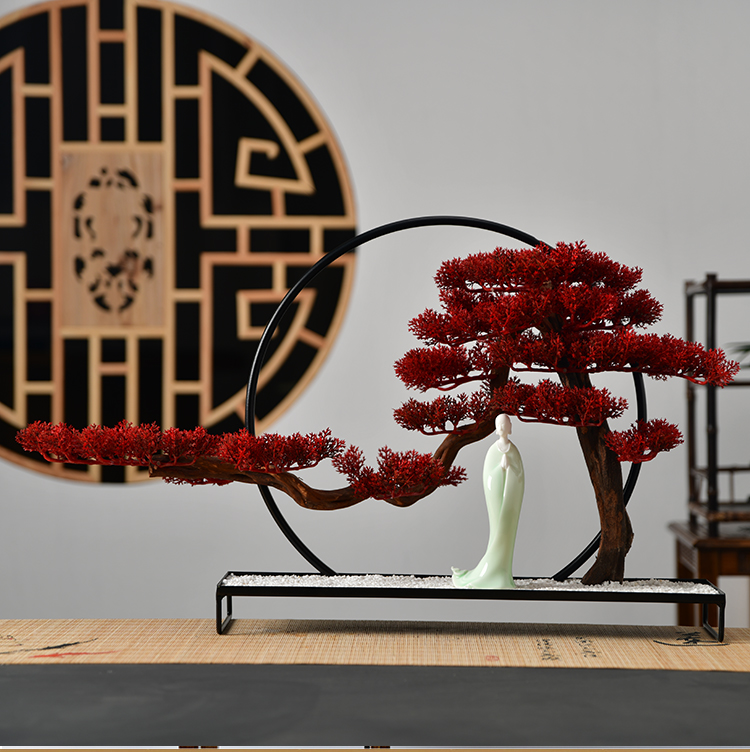 True sheng zen simulation guest - the greeting pine bonsai furnishing articles new Chinese ceramics, wrought iron home sitting room, office decoration