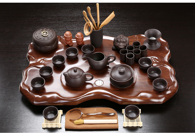 True sheng rosewood tea tray was set a complete set of kung fu tea set ceramic tea pot - calving cups domestic Chinese teapot