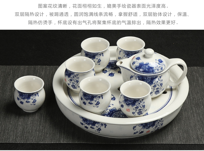 Really hold large heat insulation prevent hot double teapot teacup ceramic tea set a complete set of kung fu tea tray