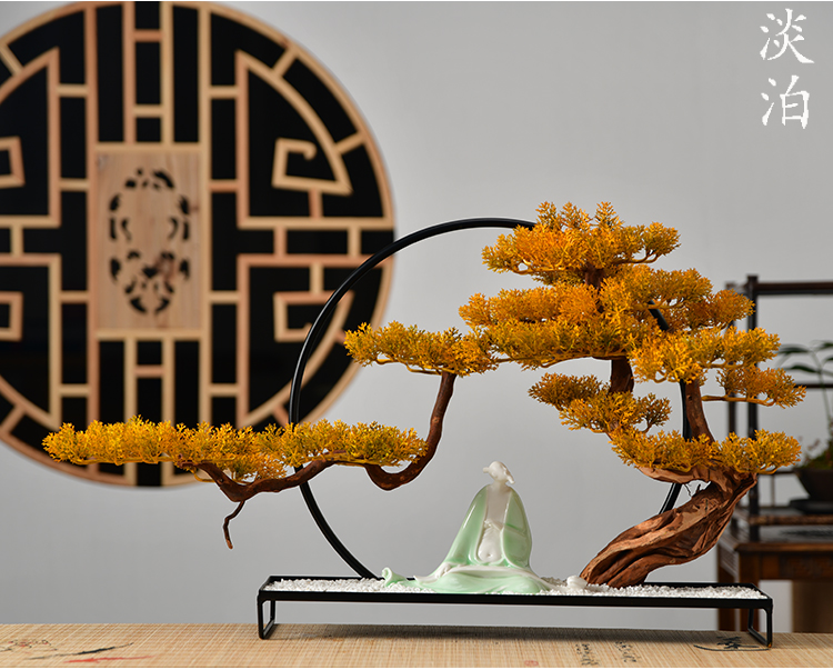 True sheng zen simulation guest - the greeting pine bonsai furnishing articles new Chinese ceramics, wrought iron home sitting room, office decoration