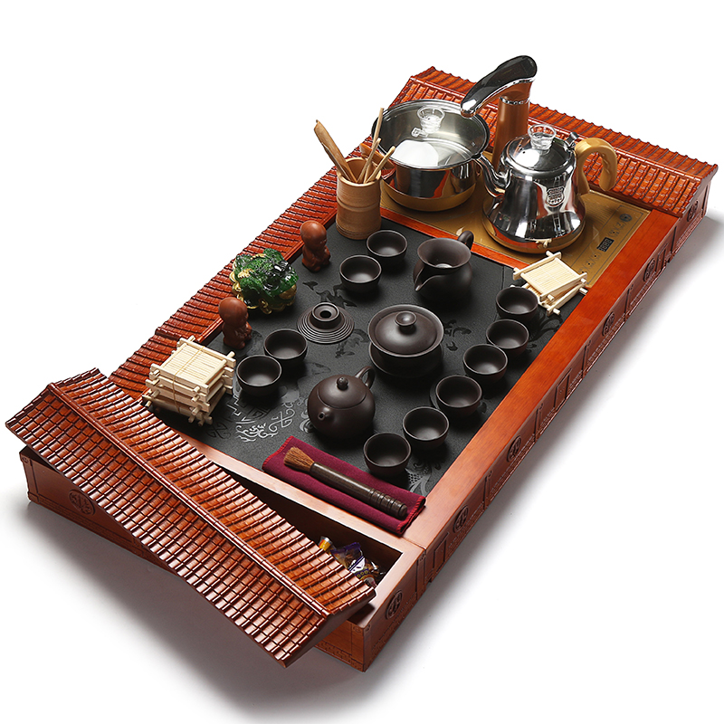 Really sheng hua limu tea tray was solid wood blocks sharply stone tea tray tea tea sea induction cooker automatic tea set